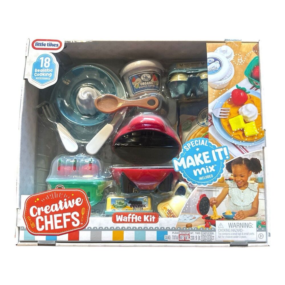 Little Tikes Creative Chefs Pretend Play Waffle Kit Set, 18 Pieces, Ages 3+ NEW
